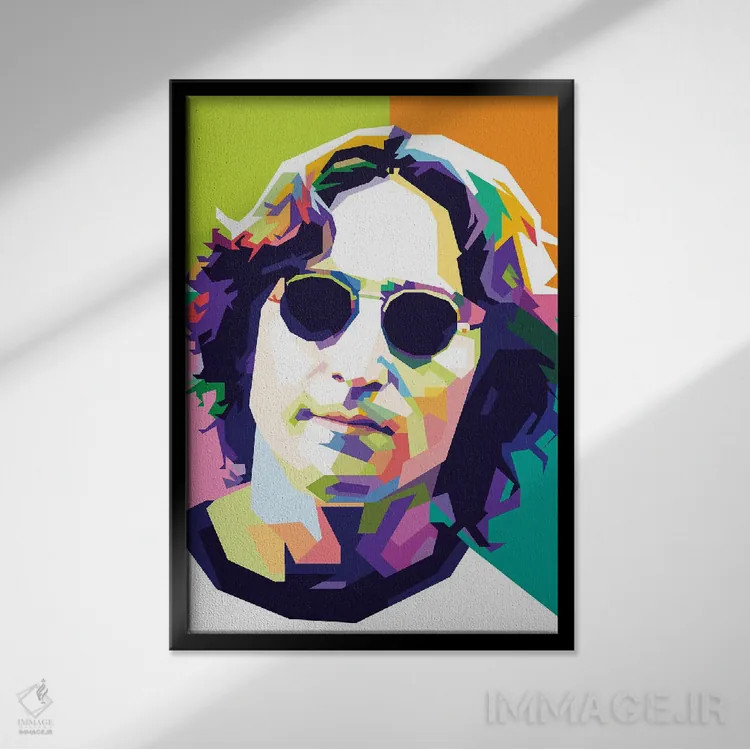 تابلو دکوراتیو جان لنون ۲ اثر دایات بانگای - نمای قابدار مشکی