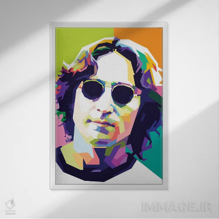 تابلو دکوراتیو جان لنون ۲ اثر دایات بانگای - نمای قابدار سفید