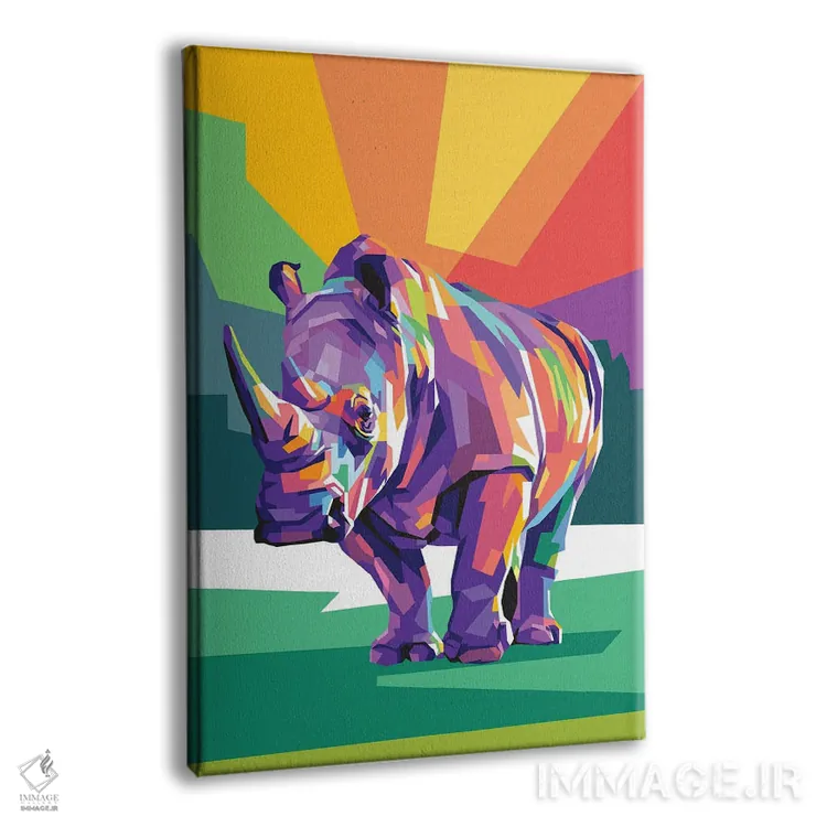 تابلو دکوراتیو کرگدن اثر دایات بانگای - نمای پرسپکتیو محصول