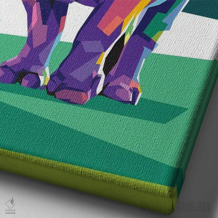 تابلو دکوراتیو کرگدن اثر دایات بانگای - نمای نزدیک بافت بوم