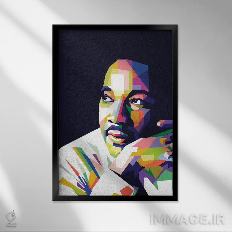 تابلو دکوراتیو مارتین لوترکینگ جونیور اثر دایات بانگای - نمای قابدار مشکی