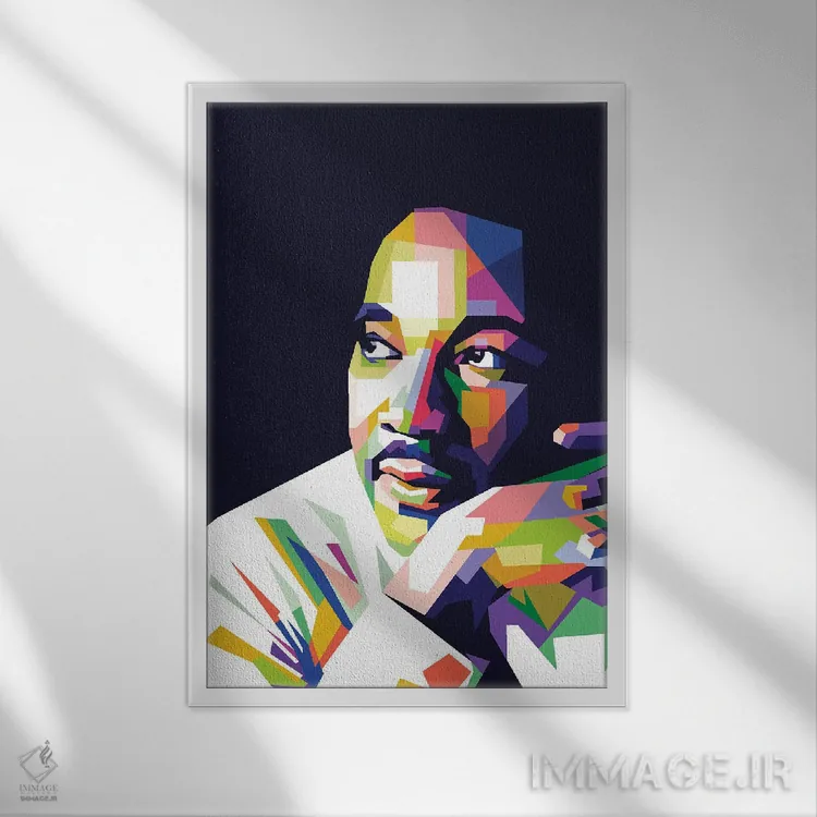 تابلو دکوراتیو مارتین لوترکینگ جونیور اثر دایات بانگای - نمای قابدار سفید