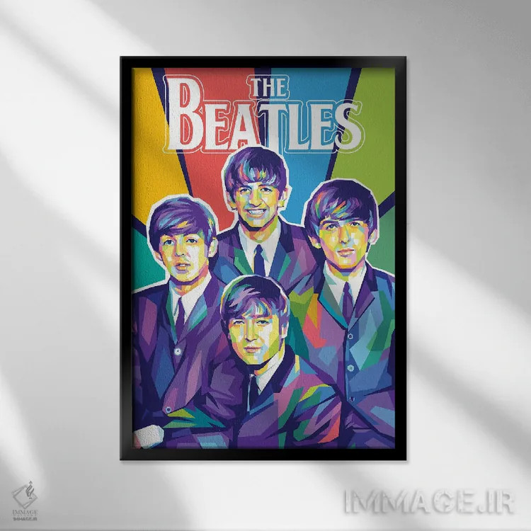 تابلو دکوراتیو بیتلز ۱ اثر دایات بانگای - نمای قابدار مشکی