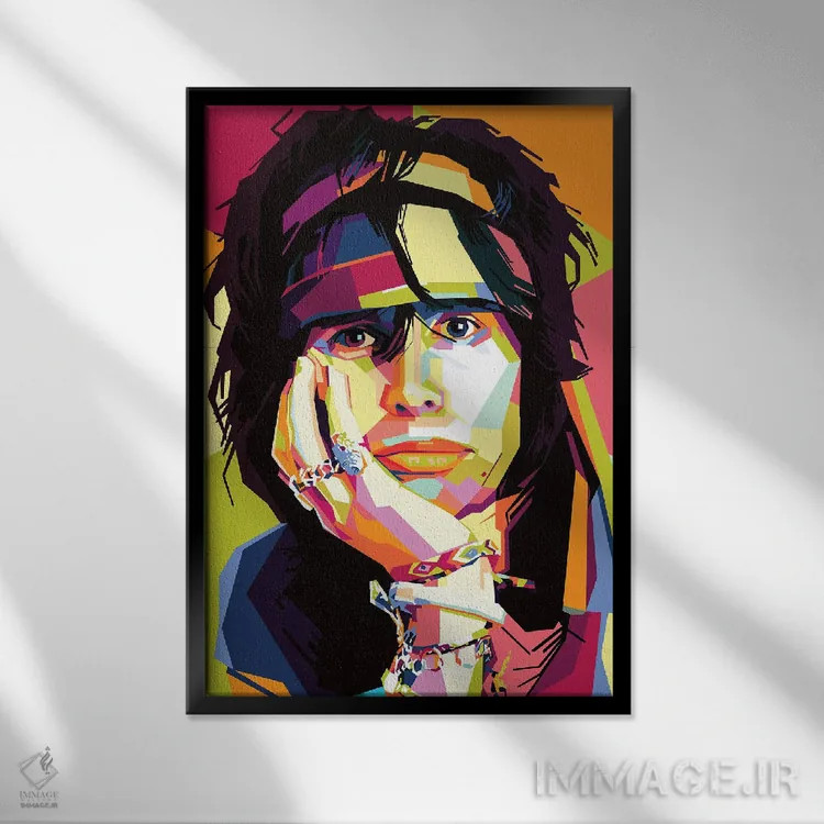 تابلو دکوراتیو استیون تایلر ۱ اثر دایات بانگای - نمای قابدار مشکی