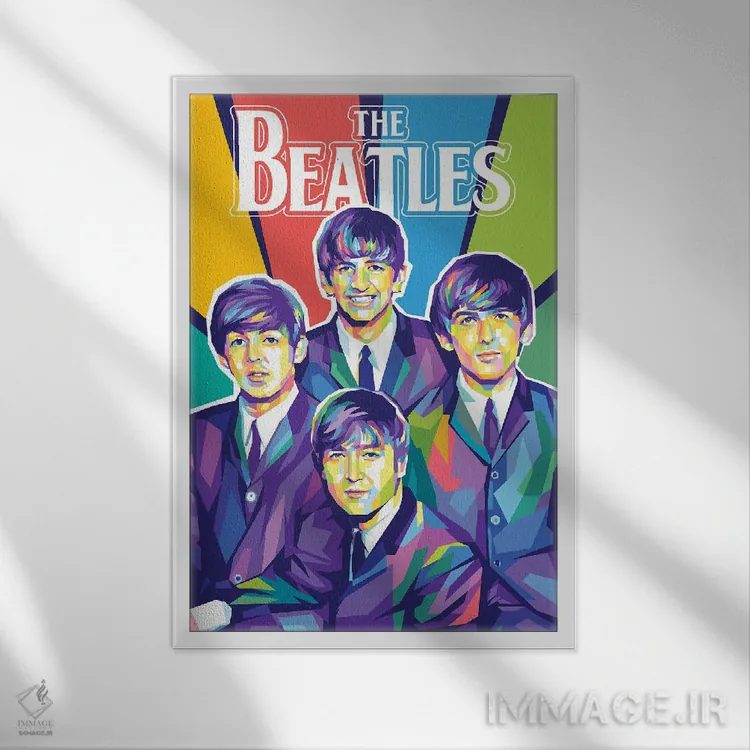 تابلو دکوراتیو بیتلز ۱ اثر دایات بانگای - نمای قابدار سفید