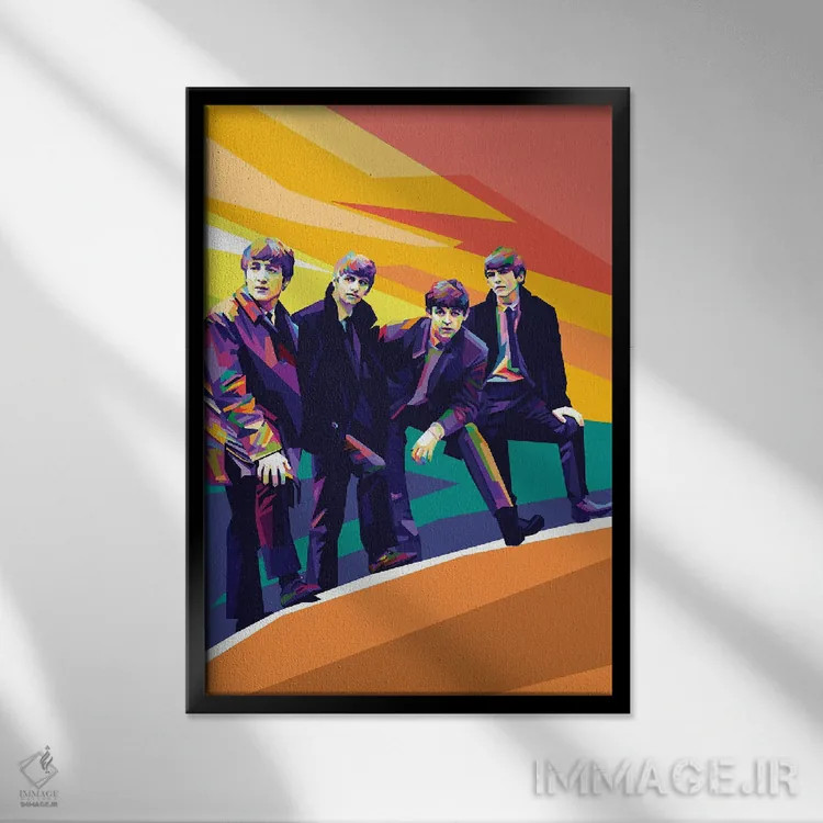 تابلو دکوراتیو بیتلز ۳ اثر دایات بانگای - نمای قابدار مشکی