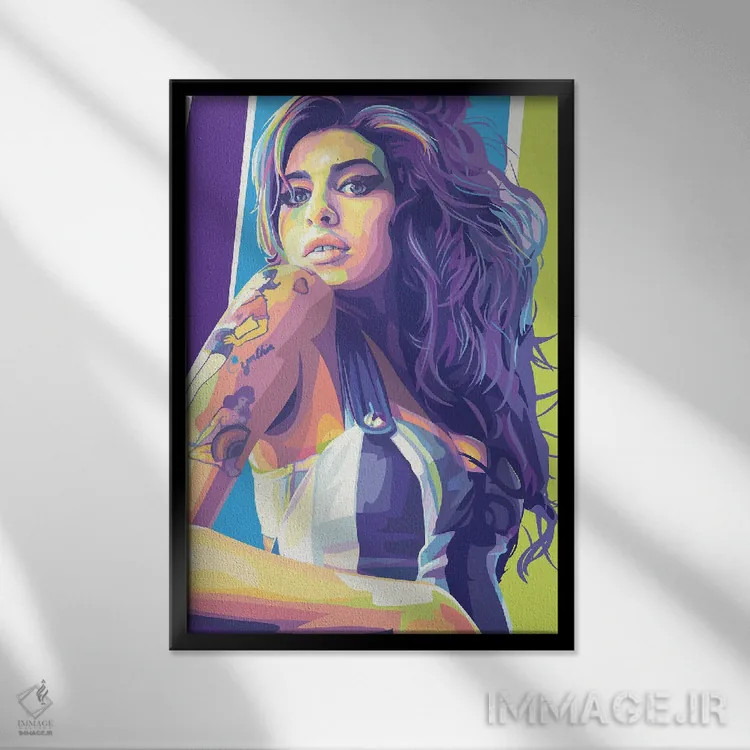 تابلو دکوراتیو ایمی واینهاوس اثر دایات بانگای - نمای قابدار مشکی