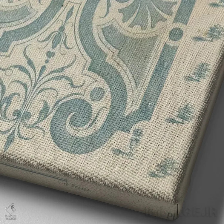 تابلو دکوراتیو طراحی باغ در آبی ۱ اثر دزالیه دارژانویل - نمای نزدیک بافت بوم
