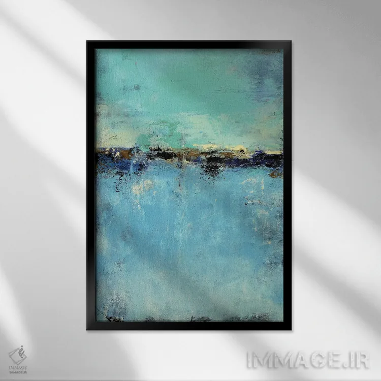 تابلو مینیمال طبیعت بی جان دریایی抽象 نهم اثر رباورهاا کریستوا - نمای قابدار مشکی