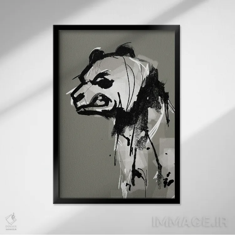 تابلو دکوراتیو پاندای عصبانی اثر دوزال - نمای قابدار مشکی