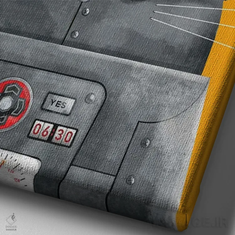 تابلو دکوراتیو گربه رباتی اثر دوزال - نمای نزدیک بافت بوم