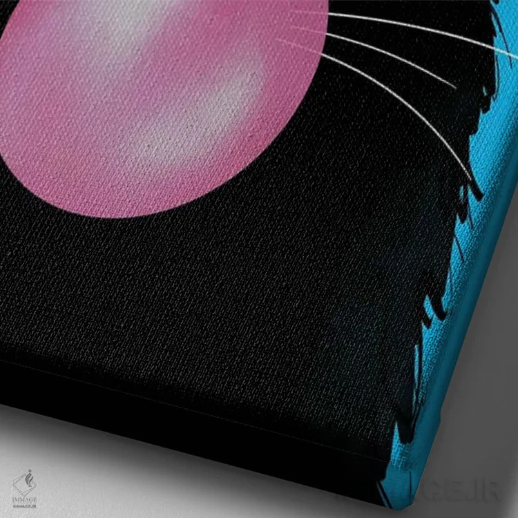 تابلو دکوراتیو گربه حباب شونده با آدامس اثر دوزال - نمای نزدیک بافت بوم