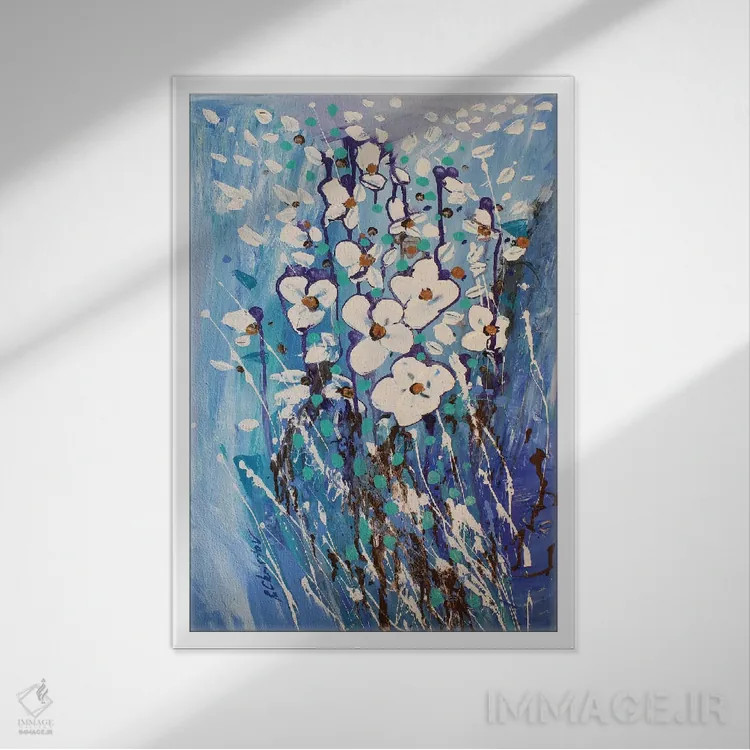 تابلو انتزاعی باغ انتزاعی سه اثر رباورهاا کریستوا - نمای قابدار سفید