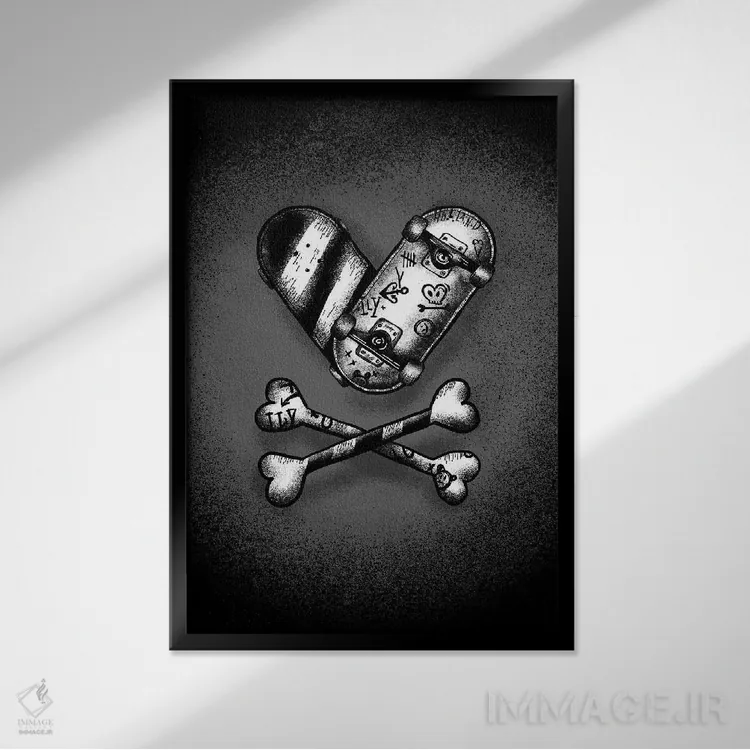 تابلو دکوراتیو من عاشق اسکیت سواری ام اثر دوزال - نمای قابدار مشکی
