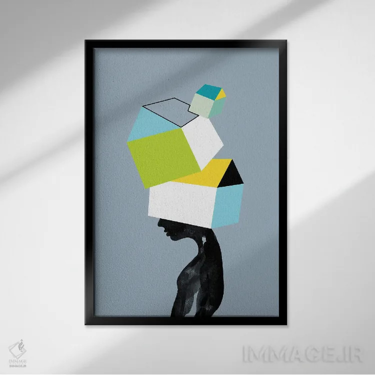 تابلو دکوراتیو دلتنگ خانه دو اثر دوزال - نمای قابدار مشکی