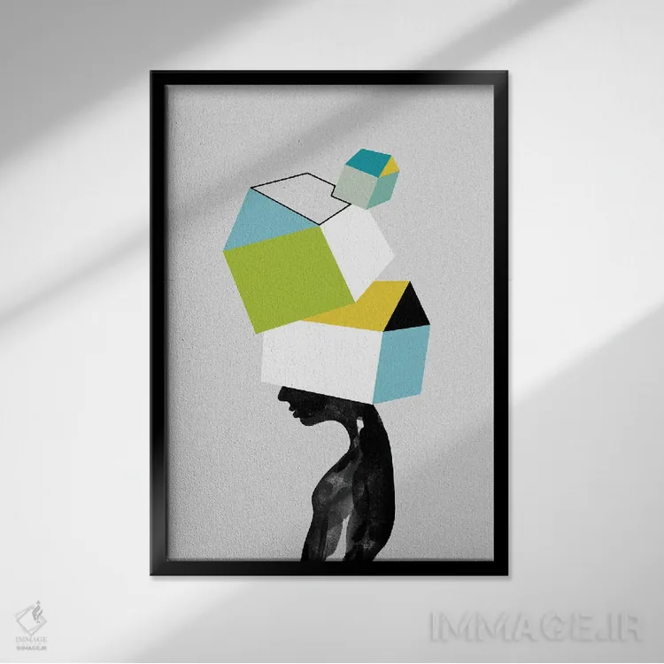 تابلو دکوراتیو دلتنگ خانه اثر دوزال - نمای قابدار مشکی