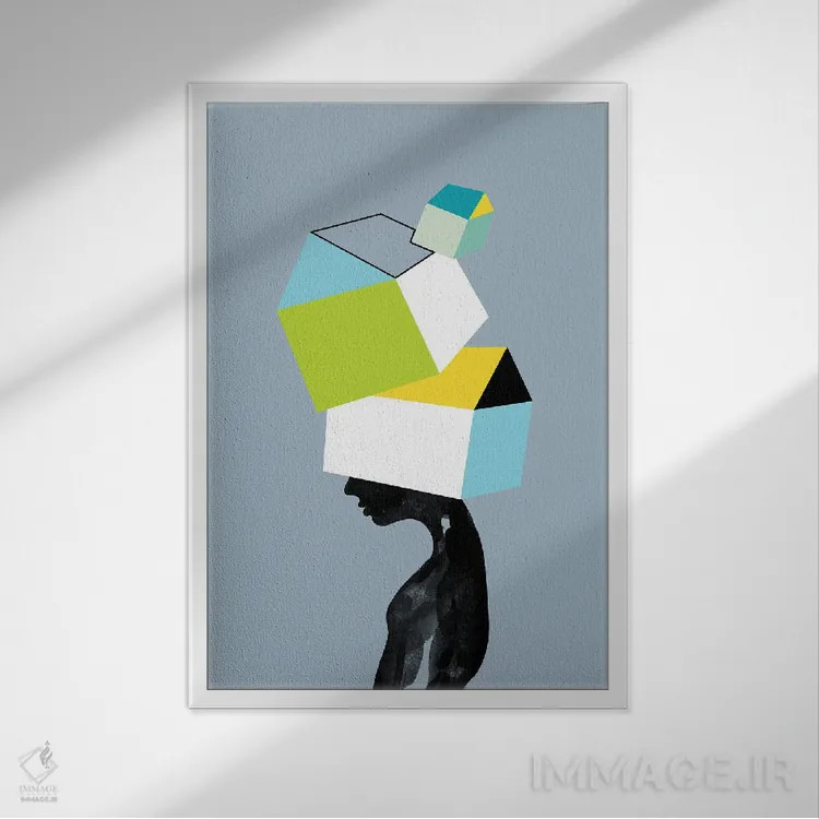 تابلو دکوراتیو دلتنگ خانه دو اثر دوزال - نمای قابدار سفید