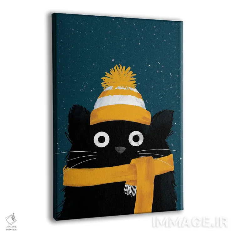 تابلو دکوراتیو گربه روز برفی زمستان اثر دوزال - نمای پرسپکتیو محصول