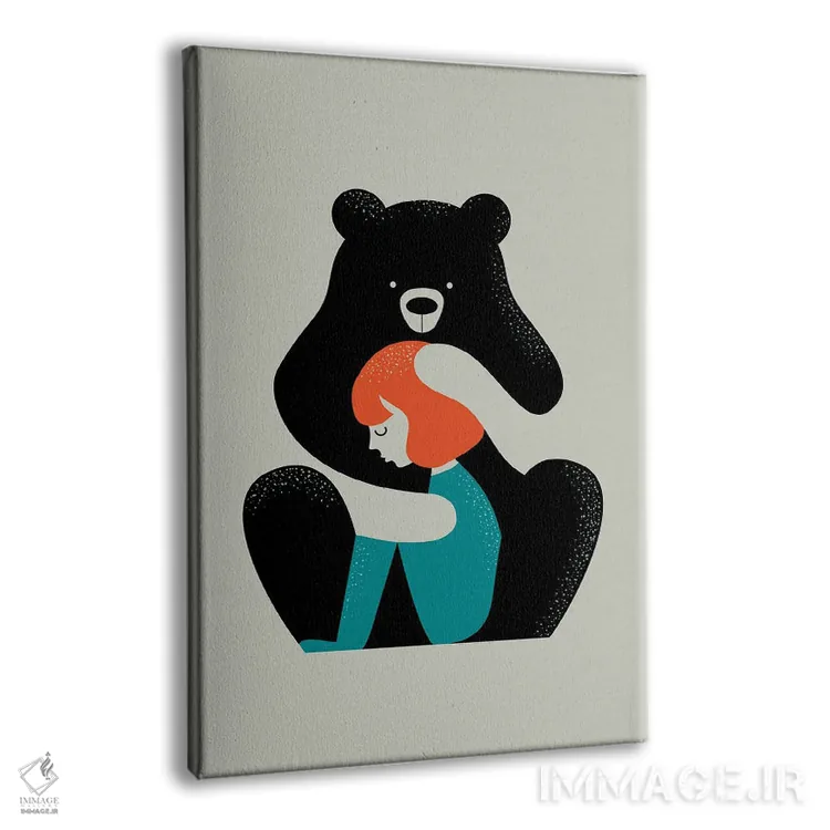 تابلو دکوراتیو آغوش خرسی بزرگ اثر دوزال - نمای پرسپکتیو محصول