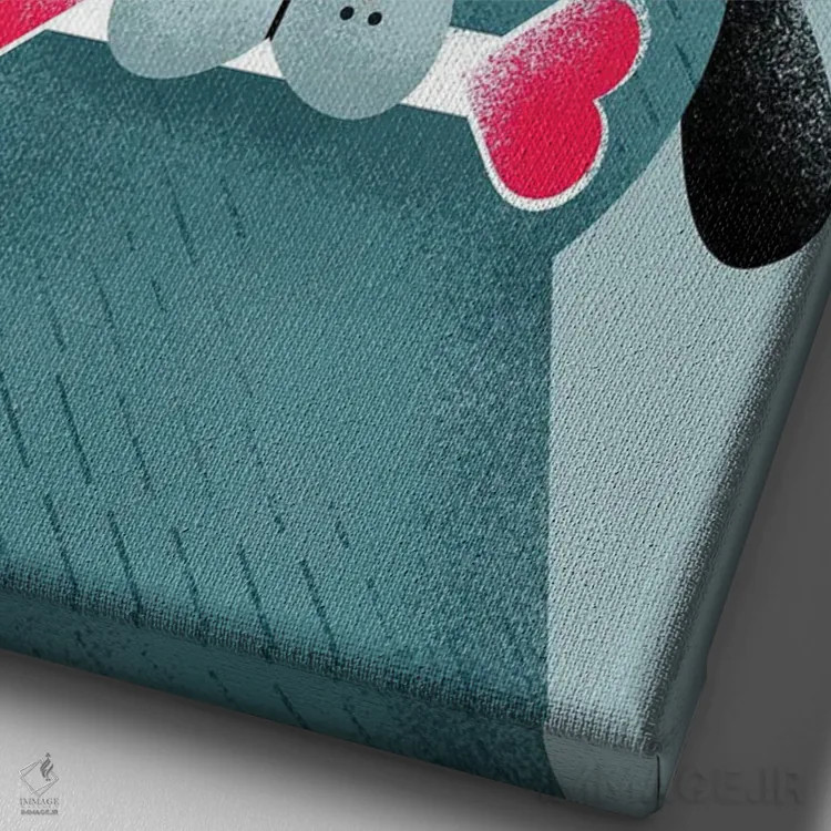 تابلو دکوراتیو سگ عاشق تو تا استخوان اثر دوزال - نمای نزدیک بافت بوم