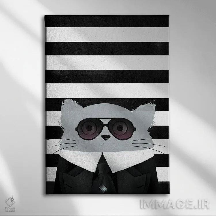 تابلو دکوراتیو گربه کارل اثر دوزال - نمای روبهرو روی دیوار