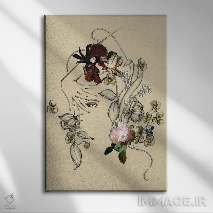 تابلو دکوراتیو پرتره گل ها I اثر الی عظیزیان - نمای روبهرو روی دیوار