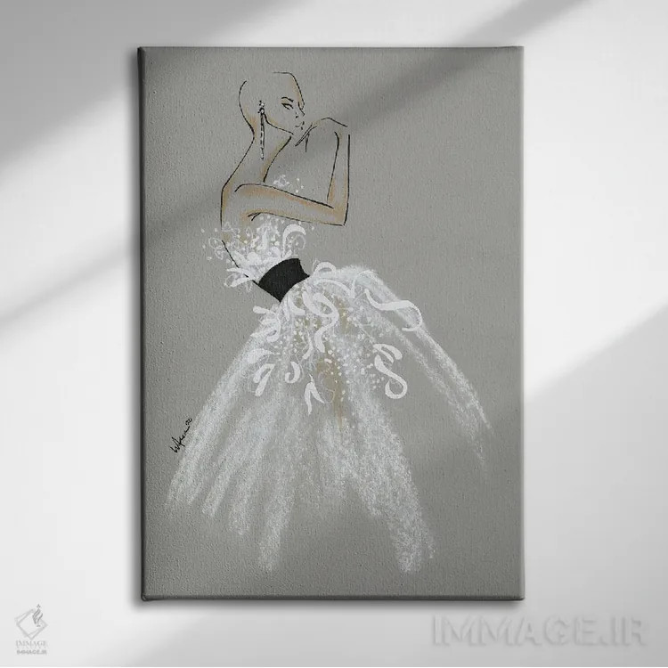 تابلو دکوراتیو مجموعه بهار و تابستان ۲۰۲۰ الکساندر مک کویین اثر الی عظیزیان - نمای روبهرو روی دیوار