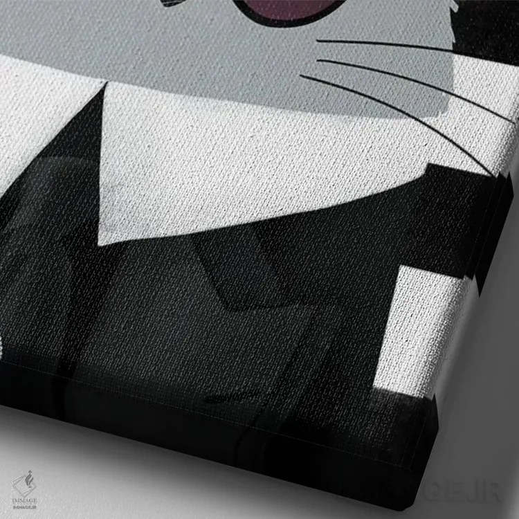 تابلو دکوراتیو گربه کارل اثر دوزال - نمای نزدیک بافت بوم