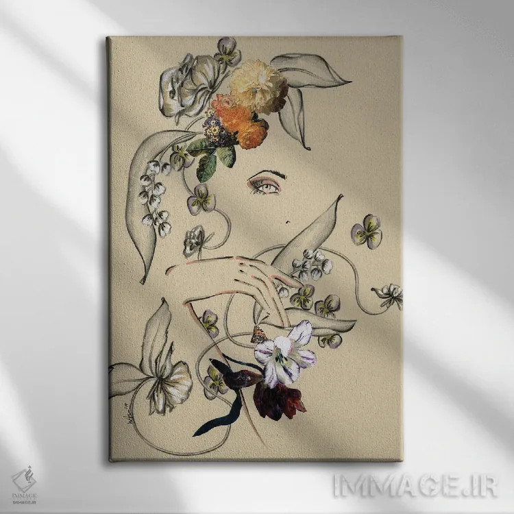تابلو دکوراتیو پرتره گل ها II اثر الی عظیزیان - نمای روبهرو روی دیوار