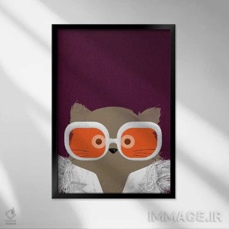 تابلو دکوراتیو گربه التون اثر دوزال - نمای قابدار مشکی