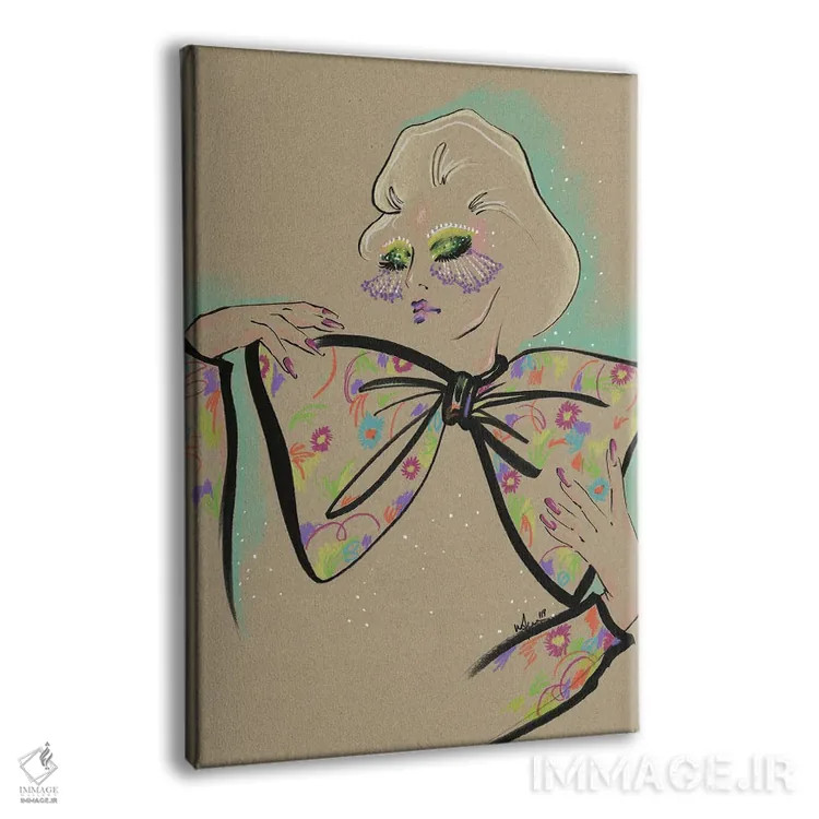 تابلو دکوراتیو نقش ها و پاپیون ها اثر الی عظیزیان - نمای پرسپکتیو محصول