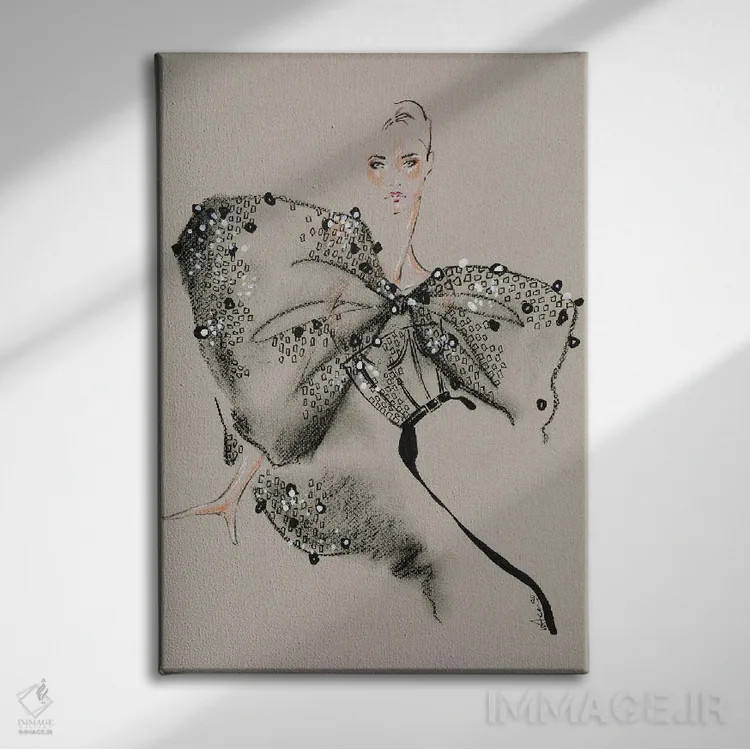 تابلو دکوراتیو ژیوانشی هوت کوتور III اثر الی عظیزیان - نمای روبهرو روی دیوار