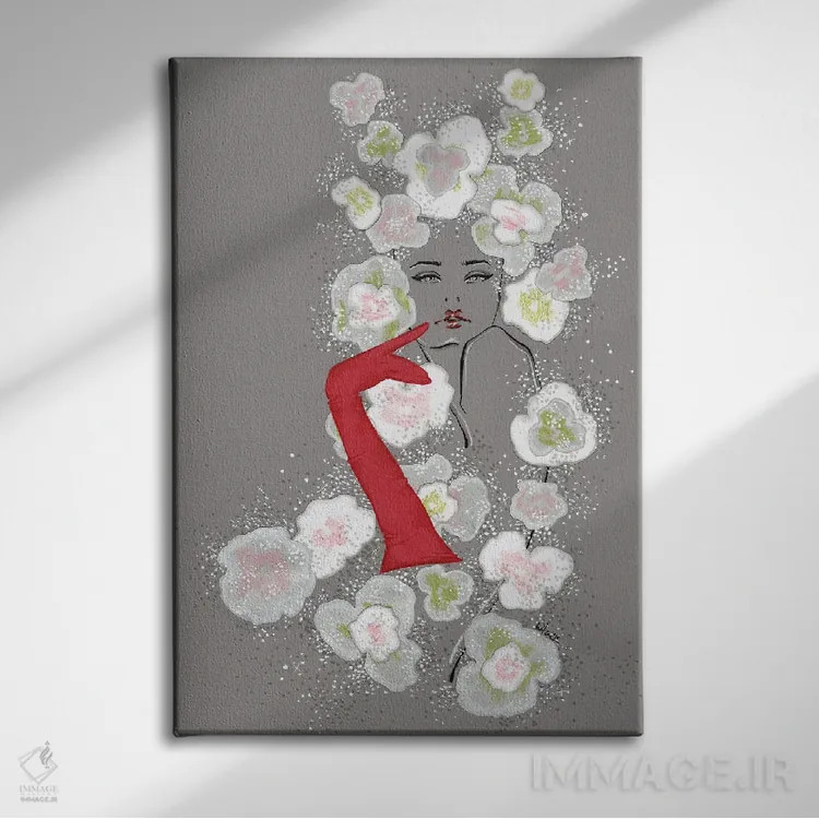 تابلو دکوراتیو گل های والنتینو هوت کوتور اثر الی عظیزیان - نمای روبهرو روی دیوار