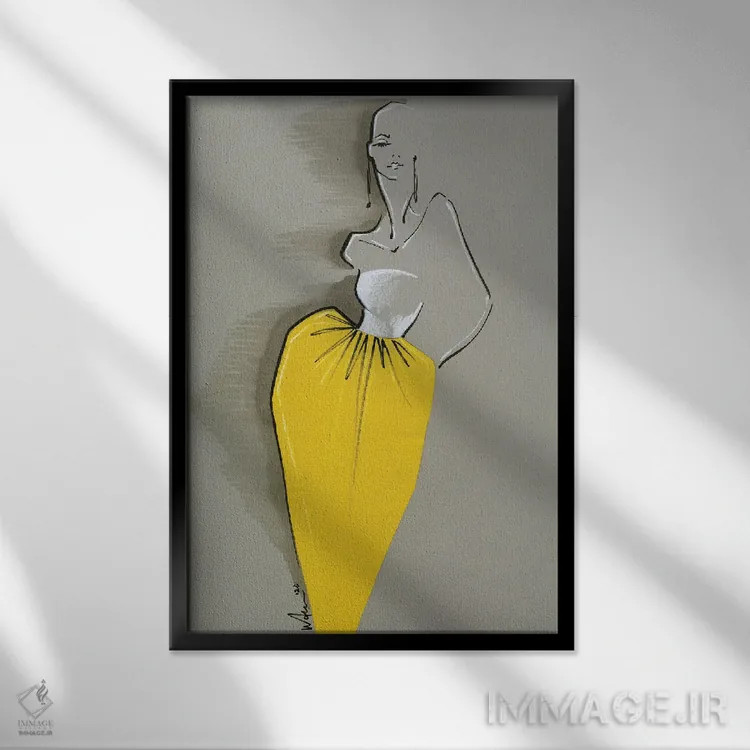 تابلو دکوراتیو ژیوانشی آماده پوشیدن اثر الی عظیزیان - نمای قابدار مشکی