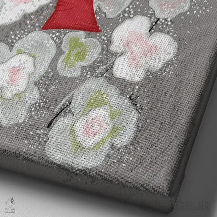 تابلو دکوراتیو گل های والنتینو هوت کوتور اثر الی عظیزیان - نمای نزدیک بافت بوم