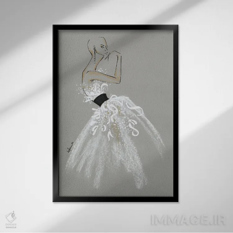 تابلو دکوراتیو مجموعه بهار و تابستان ۲۰۲۰ الکساندر مک کویین اثر الی عظیزیان - نمای قابدار مشکی