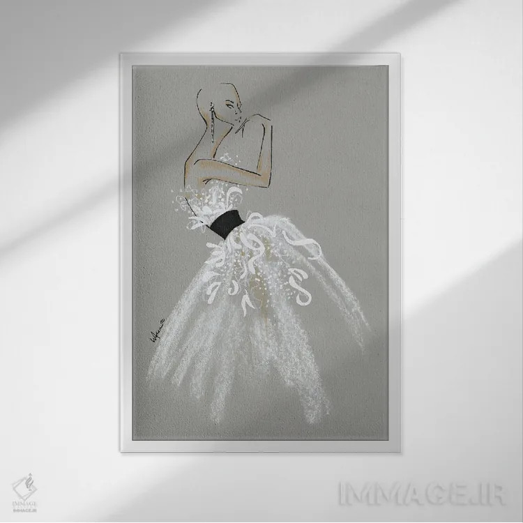 تابلو دکوراتیو مجموعه بهار و تابستان ۲۰۲۰ الکساندر مک کویین اثر الی عظیزیان - نمای قابدار سفید