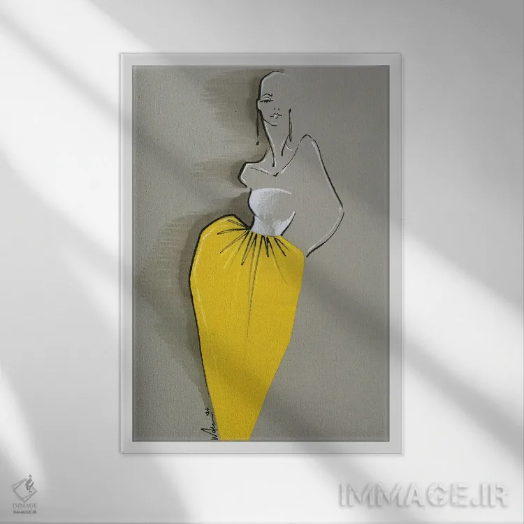 تابلو دکوراتیو ژیوانشی آماده پوشیدن اثر الی عظیزیان - نمای قابدار سفید