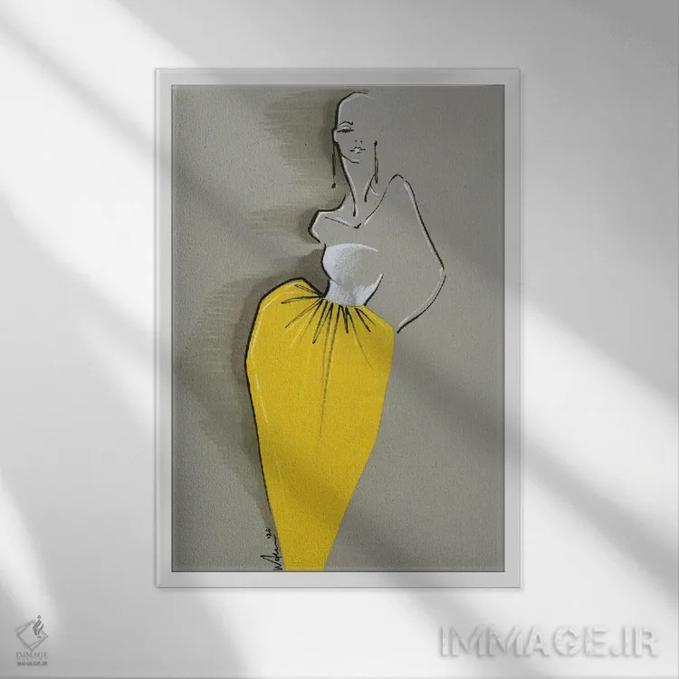 تابلو دکوراتیو ژیوانشی آماده پوشیدن اثر الی عظیزیان - نمای قابدار سفید