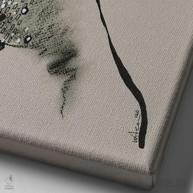 تابلو دکوراتیو ژیوانشی هوت کوتور III اثر الی عظیزیان - نمای نزدیک بافت بوم