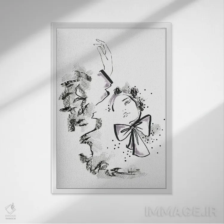 تابلو دکوراتیو پاپیون های طراحی شده اثر الی عظیزیان - نمای قابدار سفید