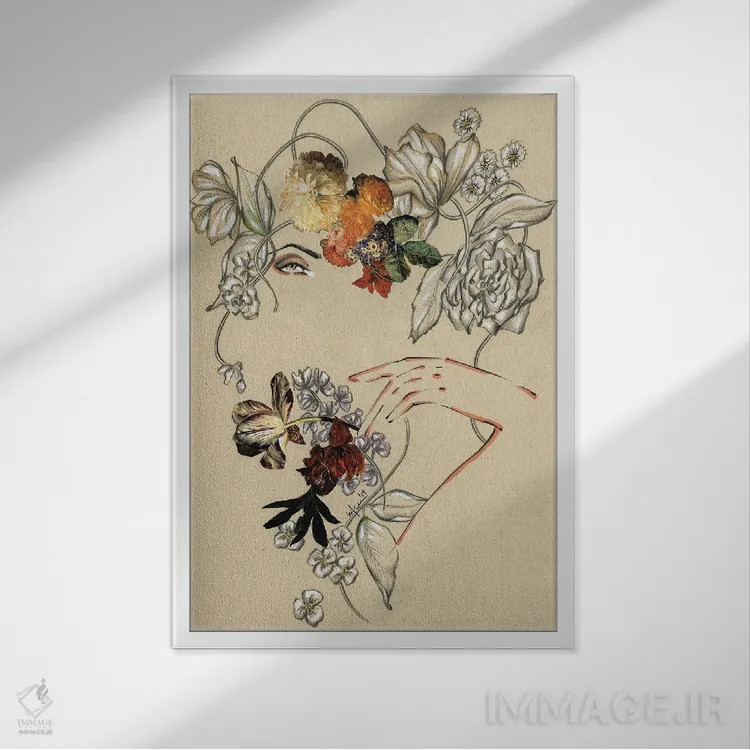 تابلو دکوراتیو پرتره گل ها III اثر الی عظیزیان - نمای قابدار سفید