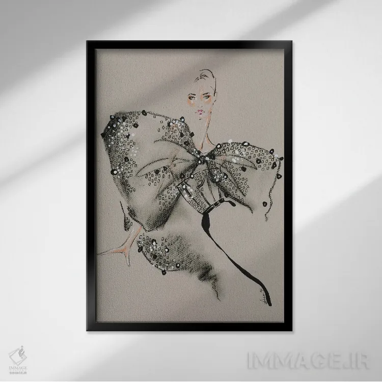 تابلو دکوراتیو ژیوانشی هوت کوتور III اثر الی عظیزیان - نمای قابدار مشکی
