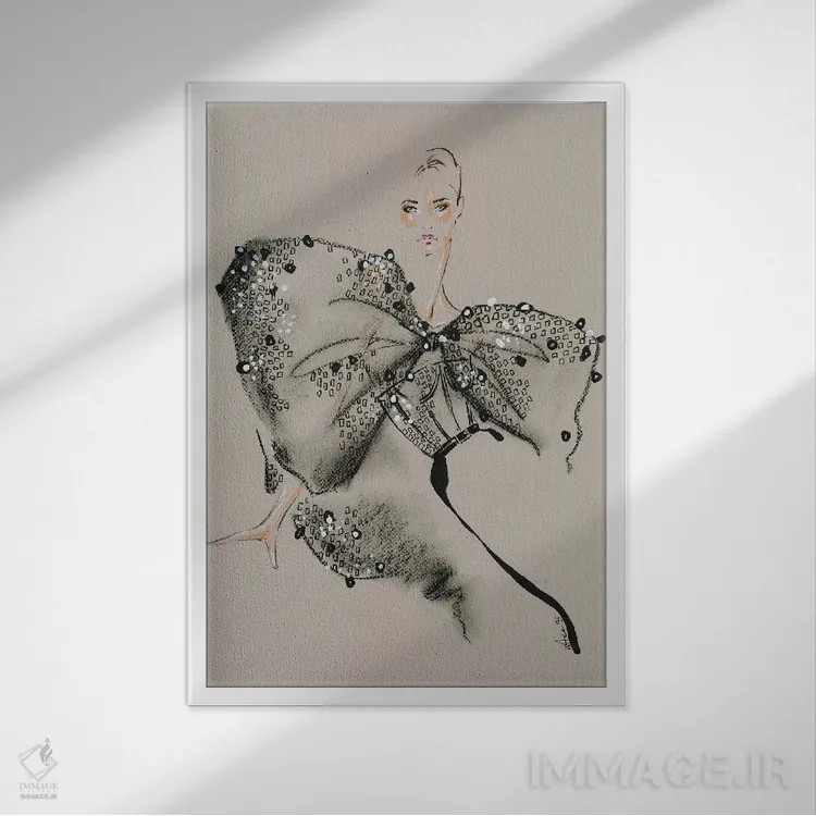 تابلو دکوراتیو ژیوانشی هوت کوتور III اثر الی عظیزیان - نمای قابدار سفید