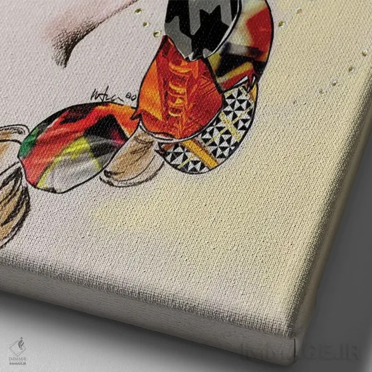 تابلو دکوراتیو بافته شده اثر الی عظیزیان - نمای نزدیک بافت بوم