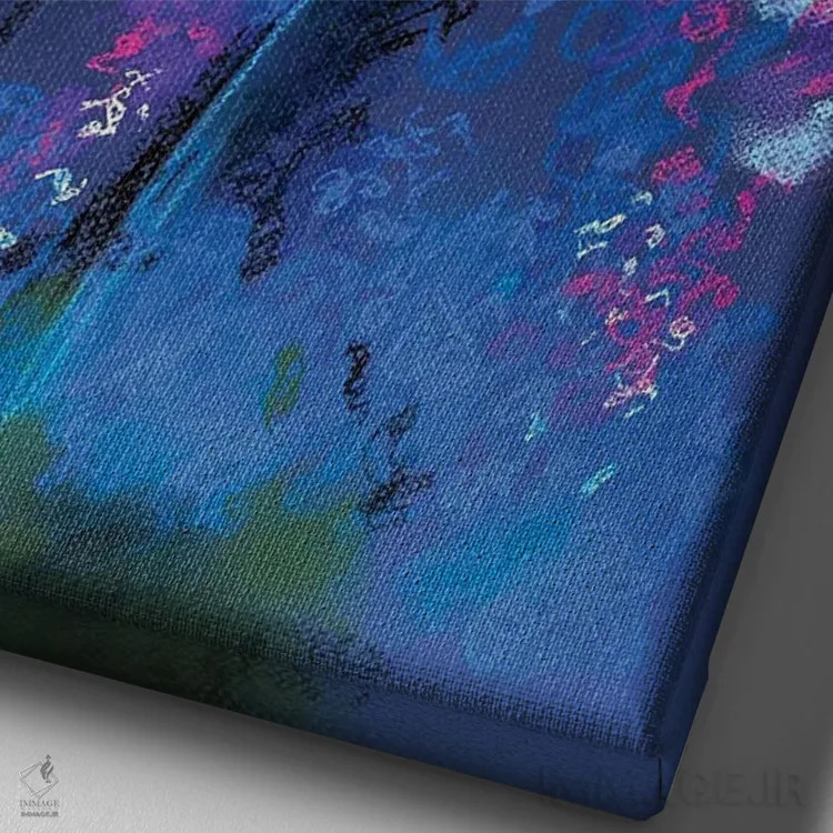 تابلو دکوراتیو گل های پاستلی بهاری اثر الی عظیزیان - نمای نزدیک بافت بوم