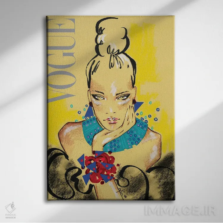 تابلو دکوراتیو ووگ ایتالیا اثر الی عظیزیان - نمای روبهرو روی دیوار