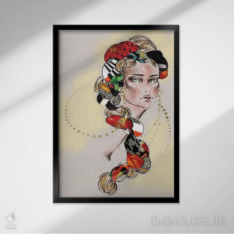 تابلو دکوراتیو بافته شده اثر الی عظیزیان - نمای قابدار مشکی