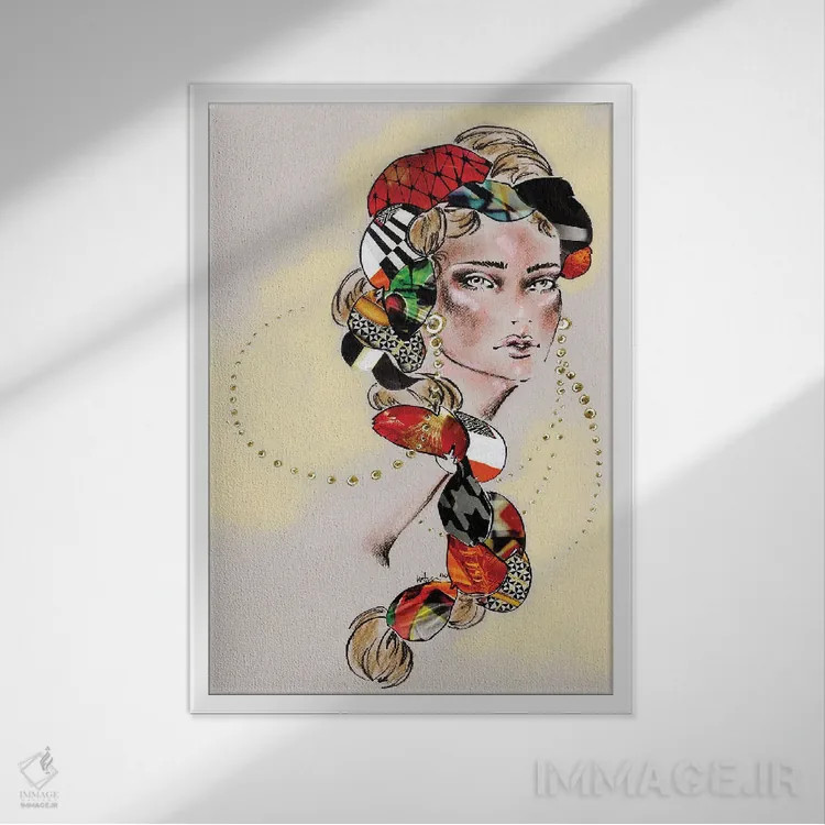 تابلو دکوراتیو بافته شده اثر الی عظیزیان - نمای قابدار سفید