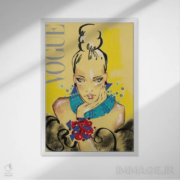 تابلو دکوراتیو ووگ ایتالیا اثر الی عظیزیان - نمای قابدار سفید